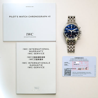 Pilot's Watch 41mm Chronograph Stainless Steel Black Dial IW388113 (2023)