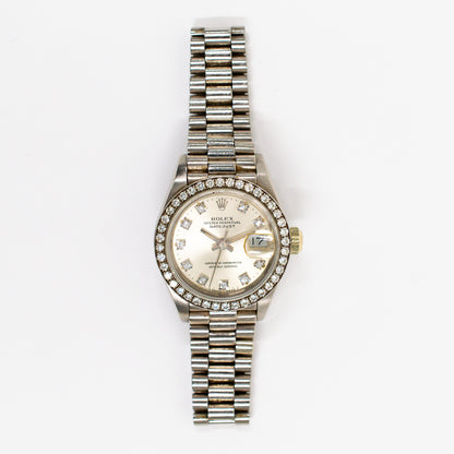 Rolex Lady Datejust 26mm Silver Diamond Dial 69139G (1992)