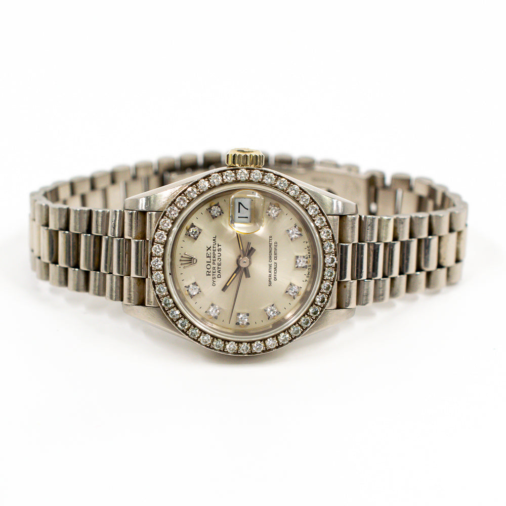 Rolex Lady Datejust 26mm Silver Diamond Dial 69139G (1992)