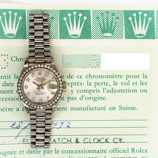 Rolex Lady Datejust 26mm Silver Diamond Dial 69139G (1992)
