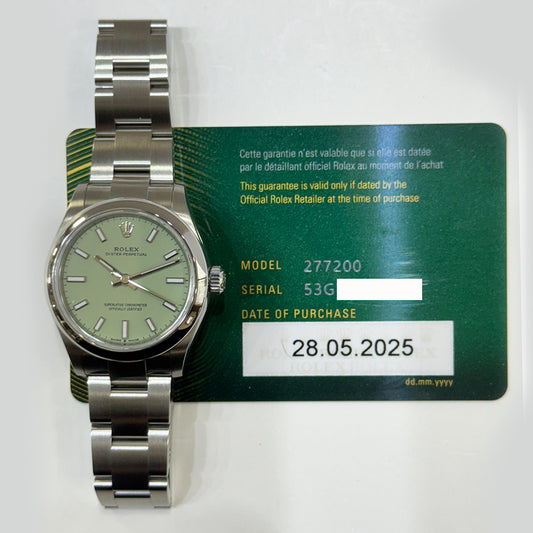 Rolex Oyster Perpetual 31mm Pistachio Dial 277200 (2025)