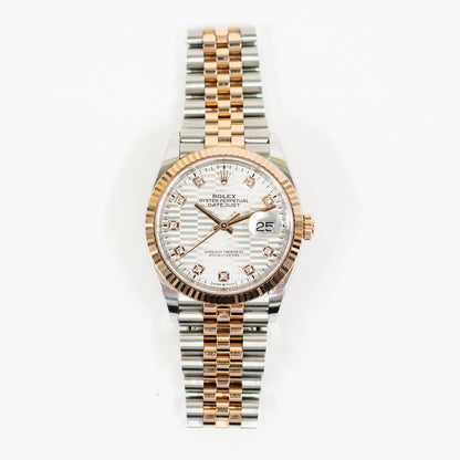 Rolex Datejust 36mm  Silver Fluted Diamond Dial 126231G (2023)
