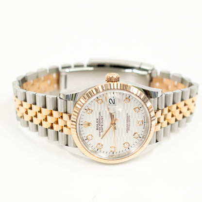 Rolex Datejust 36mm  Silver Fluted Diamond Dial 126231G (2023)