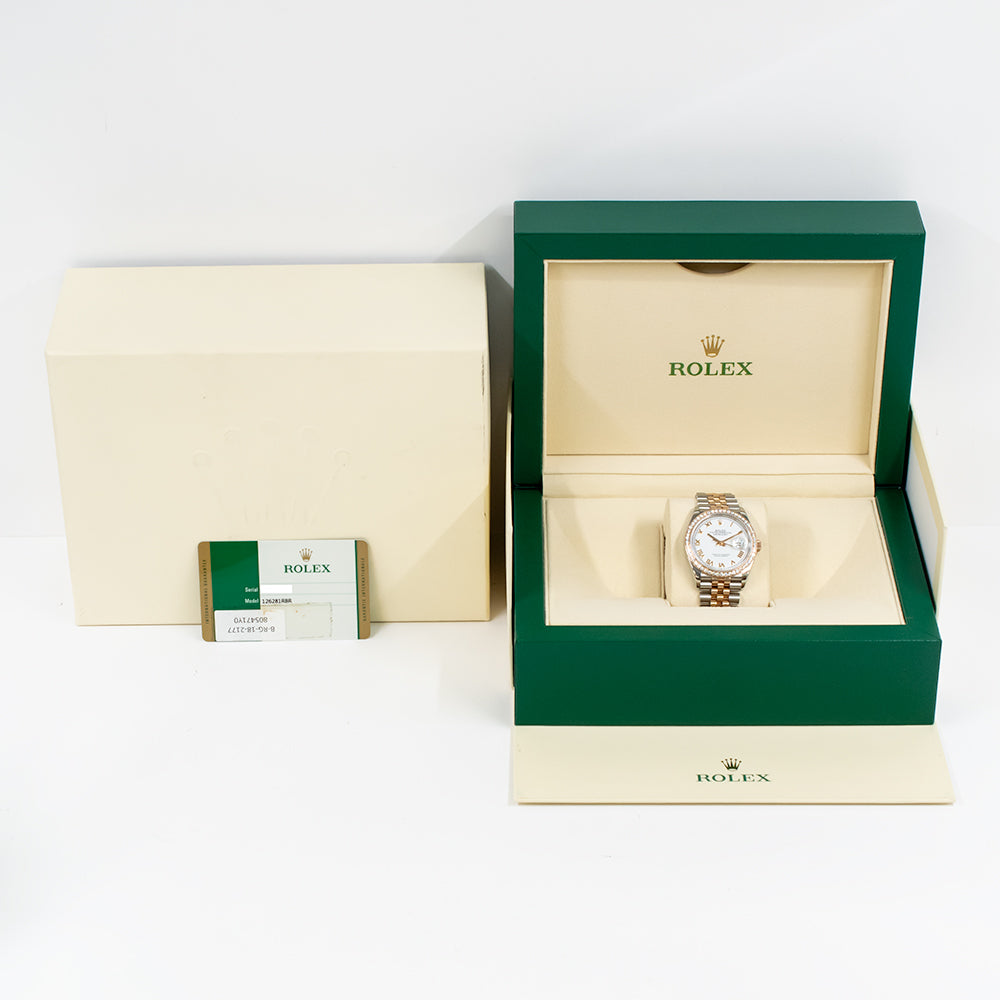 Rolex Datejust 36mm White Roman Dial 126281RBR (2018)