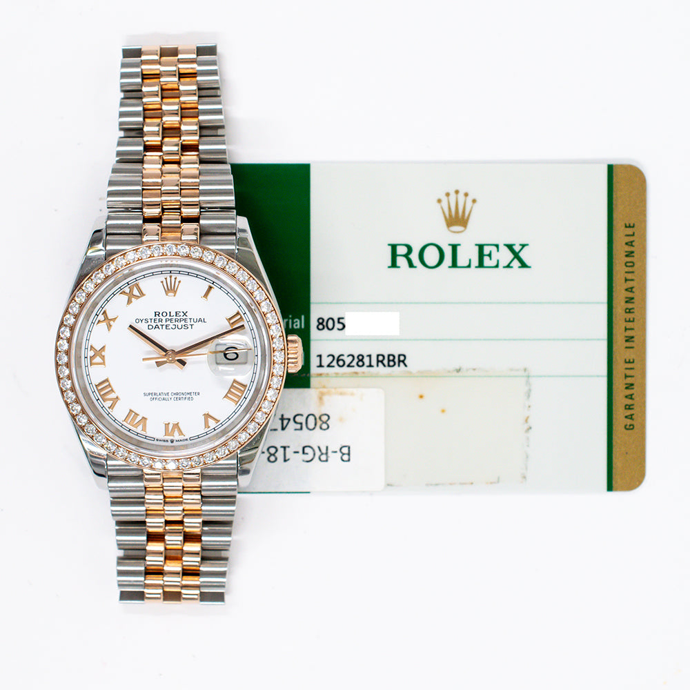 Rolex Datejust 36mm White Roman Dial 126281RBR (2018)
