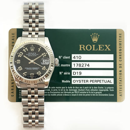 Rolex Datejust 31mm Black Arabic Dial 178274