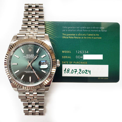 Rolex Datejust 41mm Green Dial Jubilee 126334