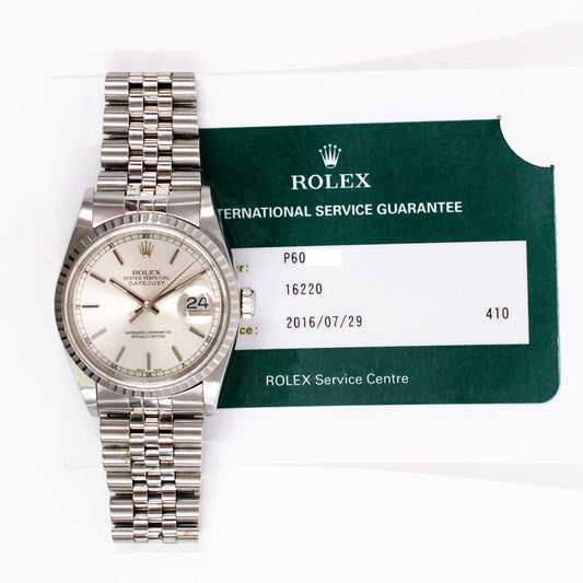 Rolex Datejust 36mm Silver Dial 16220