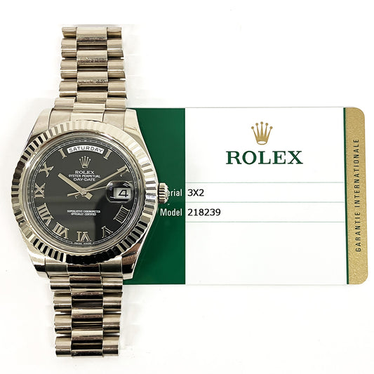 Rolex Day-Date II Black Roman Dial 218239