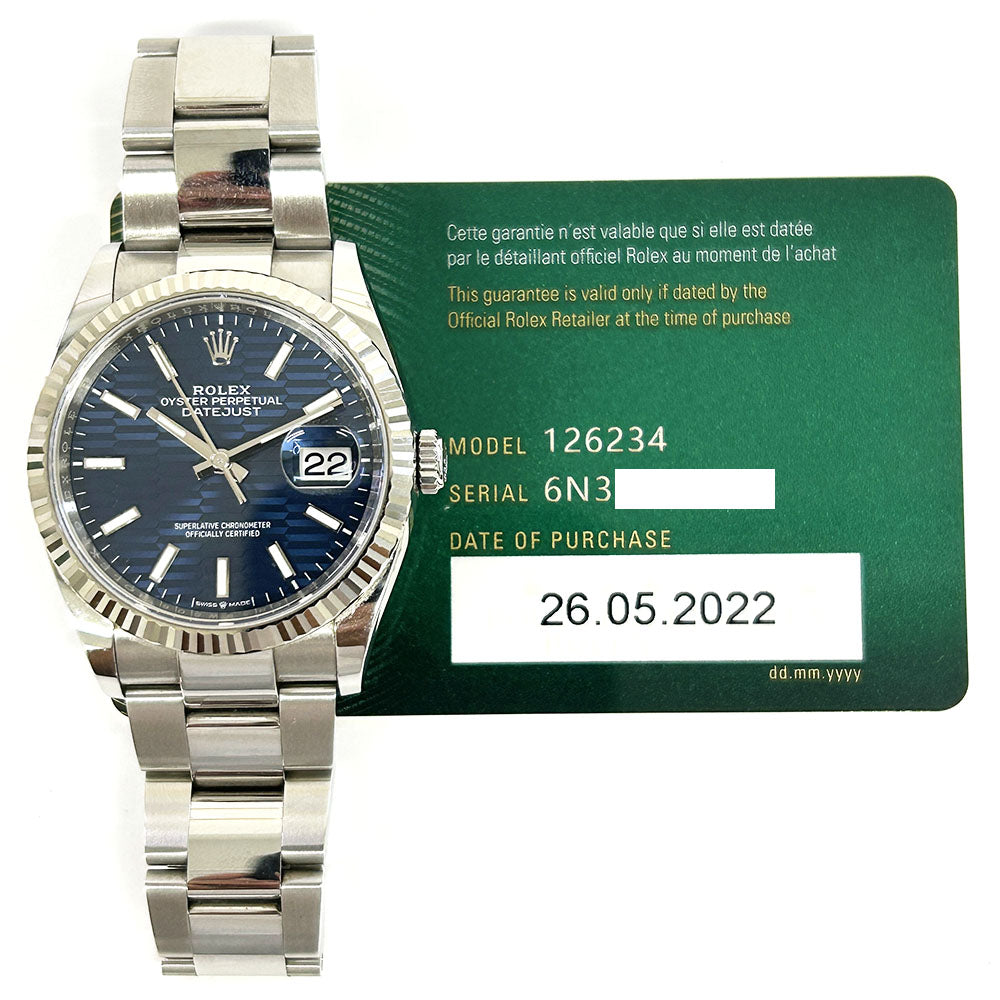 Rolex Datejust 36mm Blue Fluted Dial 126234