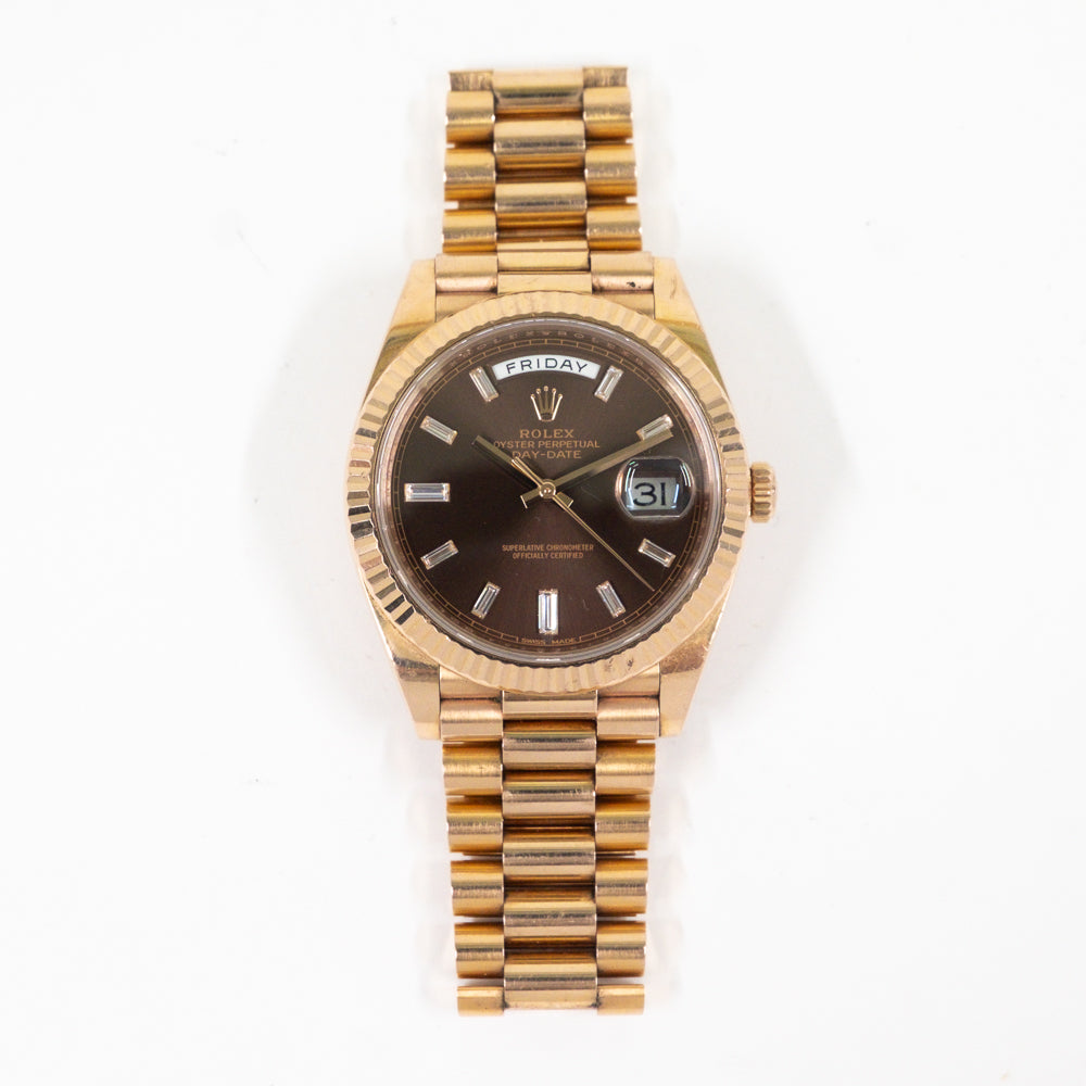 Rolex Day-Date 40mm Chocolate Diamond Dial 228235 (2017)