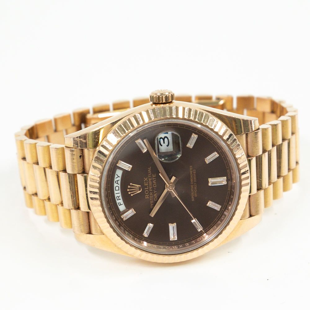 Rolex Day-Date 40mm Chocolate Diamond Dial 228235 (2017)