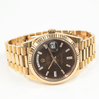 Rolex Day-Date 40mm Chocolate Diamond Dial 228235 (2017)