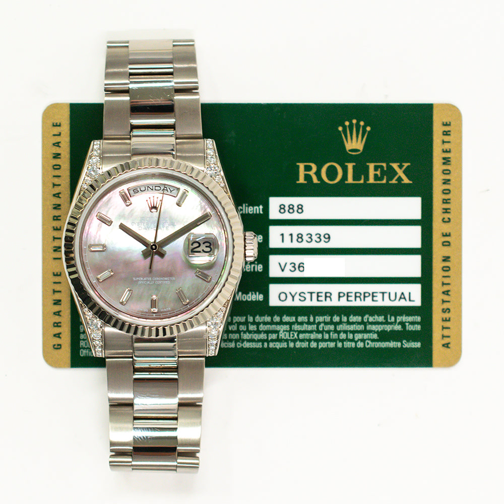Rolex Day-Date 36mm Black Mop Diamond Dial 118339NCA (2014)