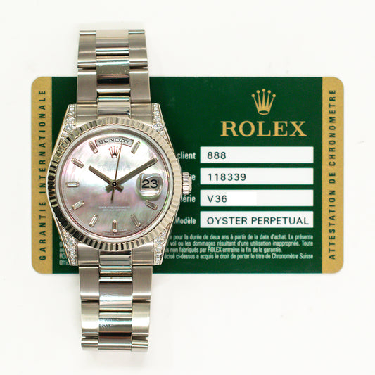 Rolex Day-Date 36mm Black Mop Diamond Dial 118339NCA (2014)
