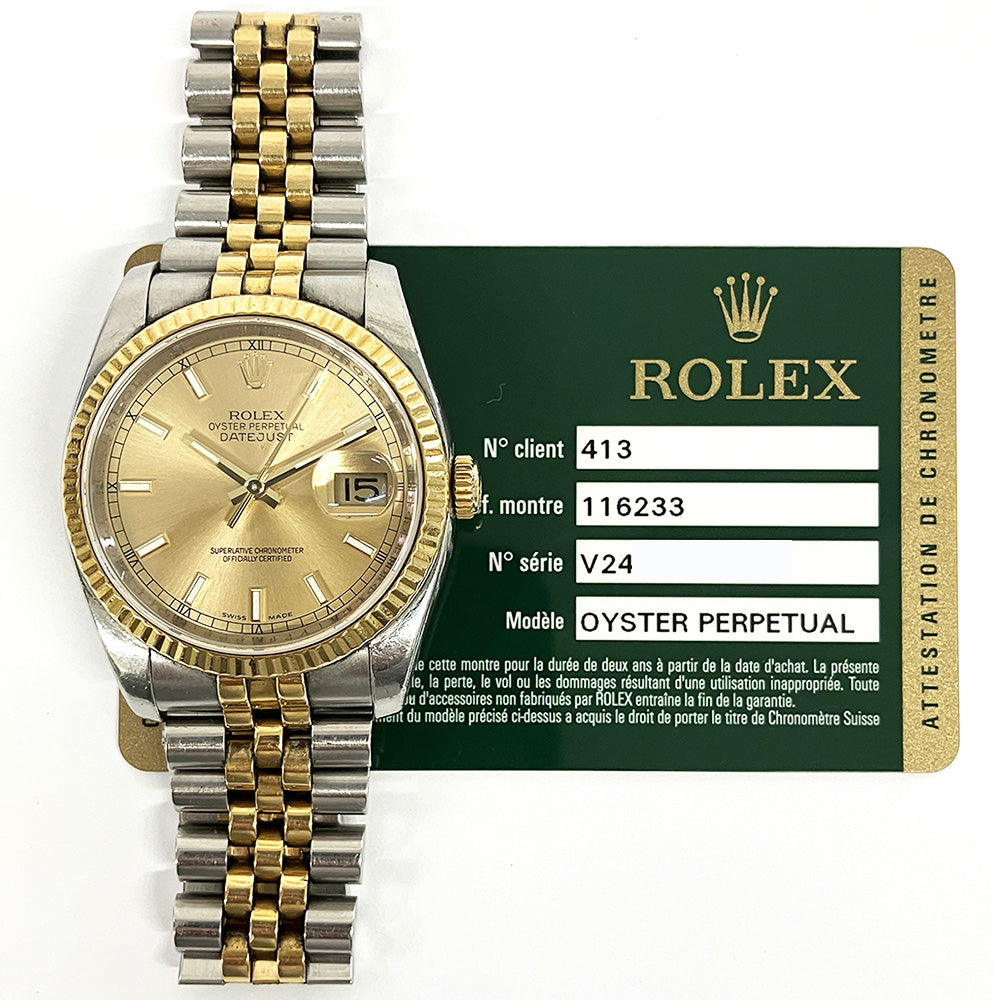 Rolex Datejust 36mm Champagne Dial 116233