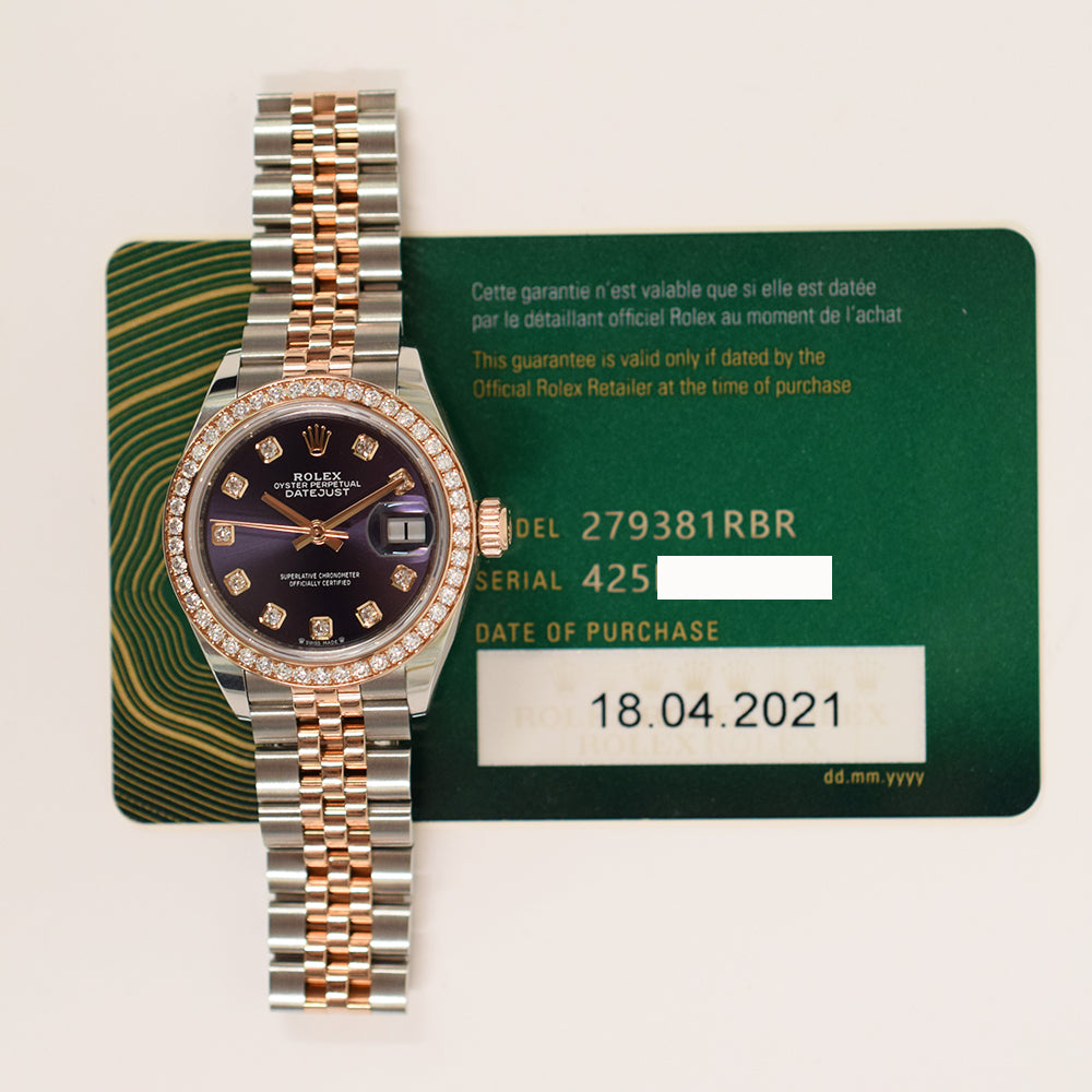 Rolex Datejust 28mm Purple Diamond Dial 279381RBR (2021)