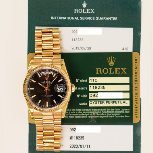 Rolex Day-Date 36mm Black Dial 118235 (2012)