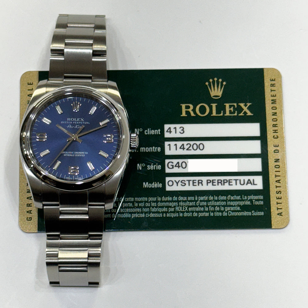 Rolex Air-King 34mm Blue Dial 114200 (2011)