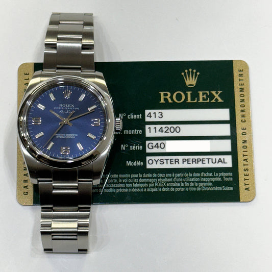 Rolex Air-King 34mm Blue Dial 114200 (2011)