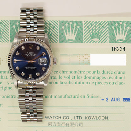 Rolex Datejust 36mm Blue Diamond 16234G (1998)