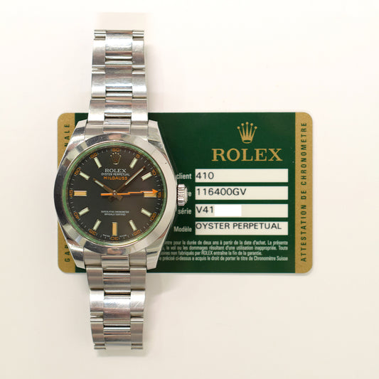 Rolex Milgauss Green Crystal Black Dial 116400GV (2009)