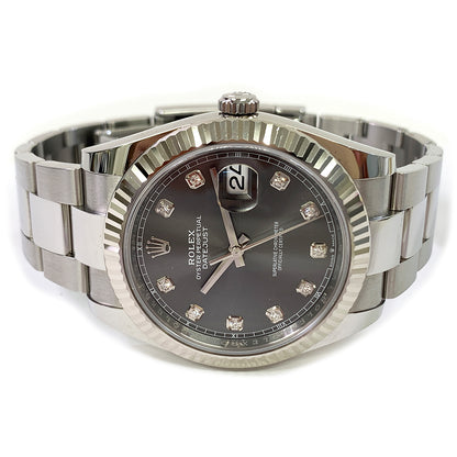 Rolex Datejust 41mm Slate Diamond Dial Oyster 126334