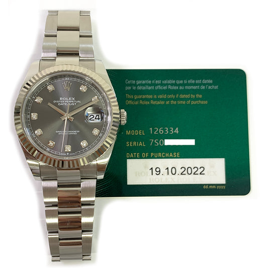 Rolex Datejust 41mm Slate Diamond Dial Oyster 126334