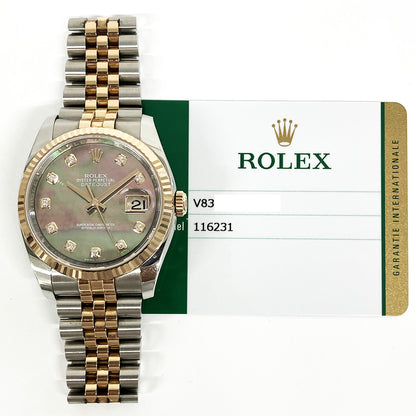 Rolex Datejust 36mm Black Mop Diamond Dial 116231