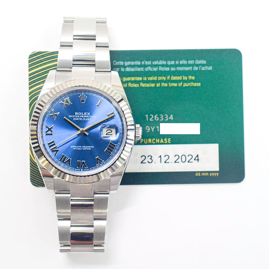Rolex Datejust 41mm Oyster Blue Roman Dial 126334 (2024)