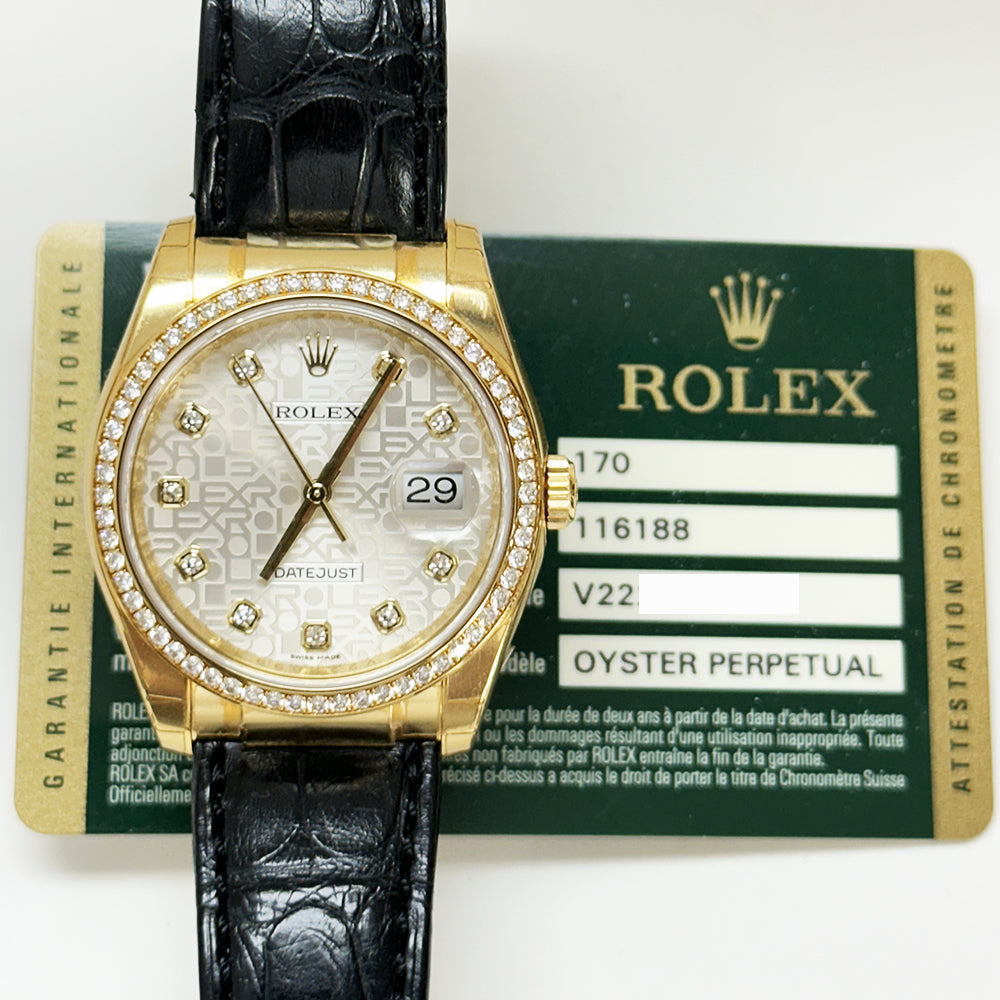 Rolex Datejust 36mm Silver Jubilee Diamond Dial 116188
