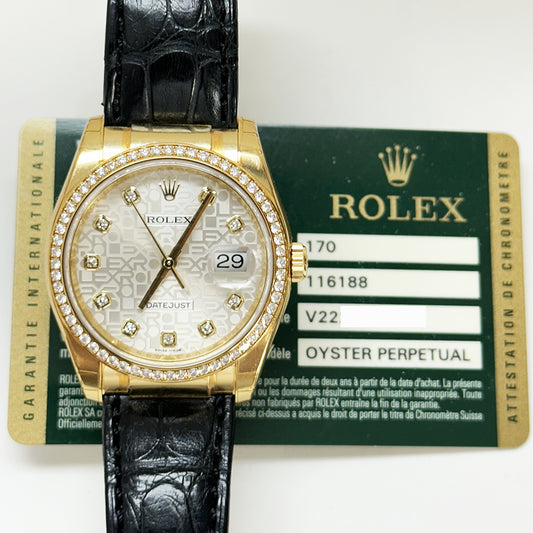 Rolex Datejust 36mm Silver Jubilee Diamond Dial 116188