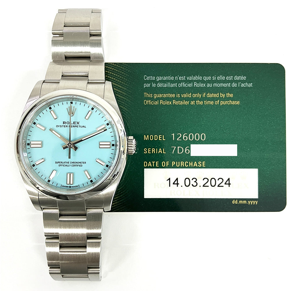 Rolex Oyster Perpetual 36mm Turquoise Dial 126000