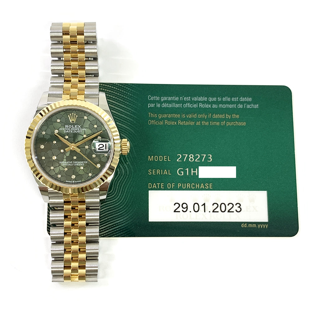 Rolex Datejust 31mm Green Flower Diamond Dial 278273