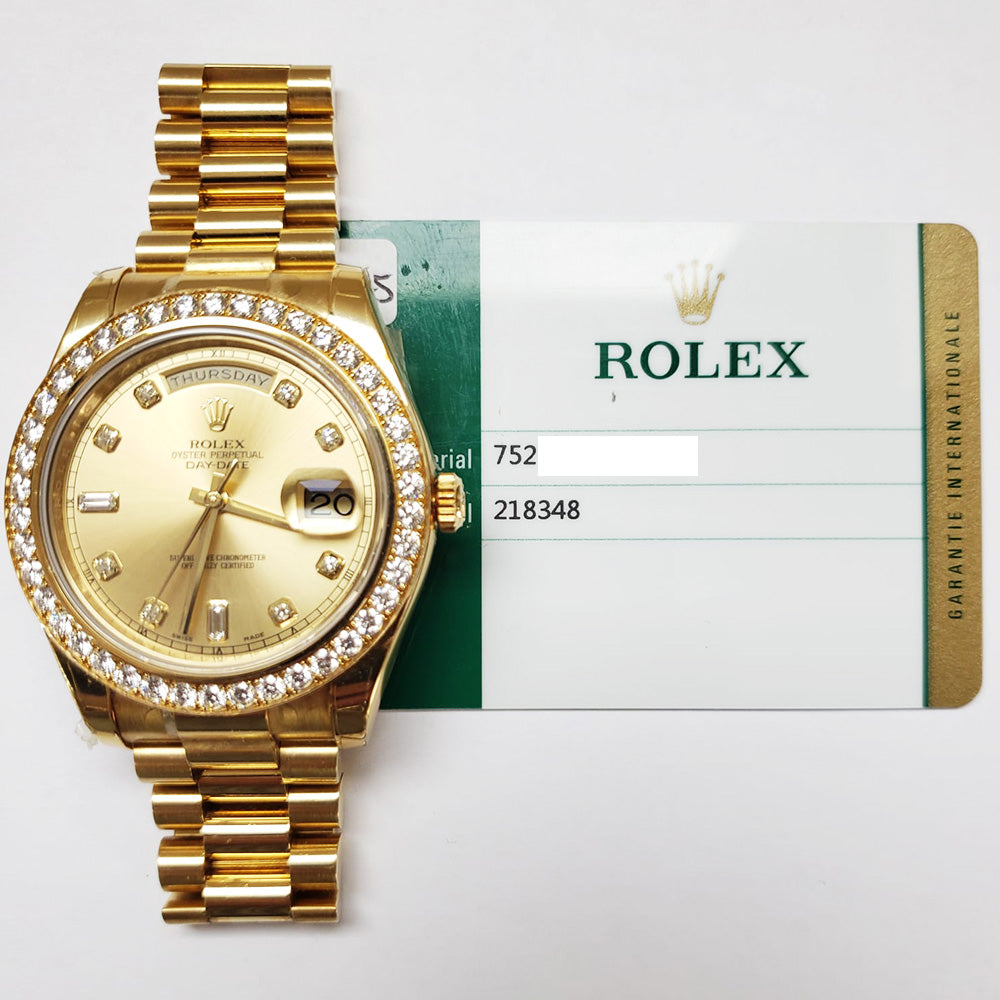 Rolex Day-Date II Champagne Diamond Dial 218348