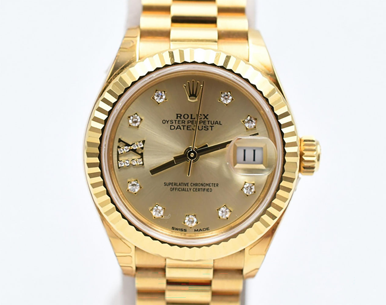 Rolex Datejust 28mm Champagne IX Diamond Dial 279178 (2017)