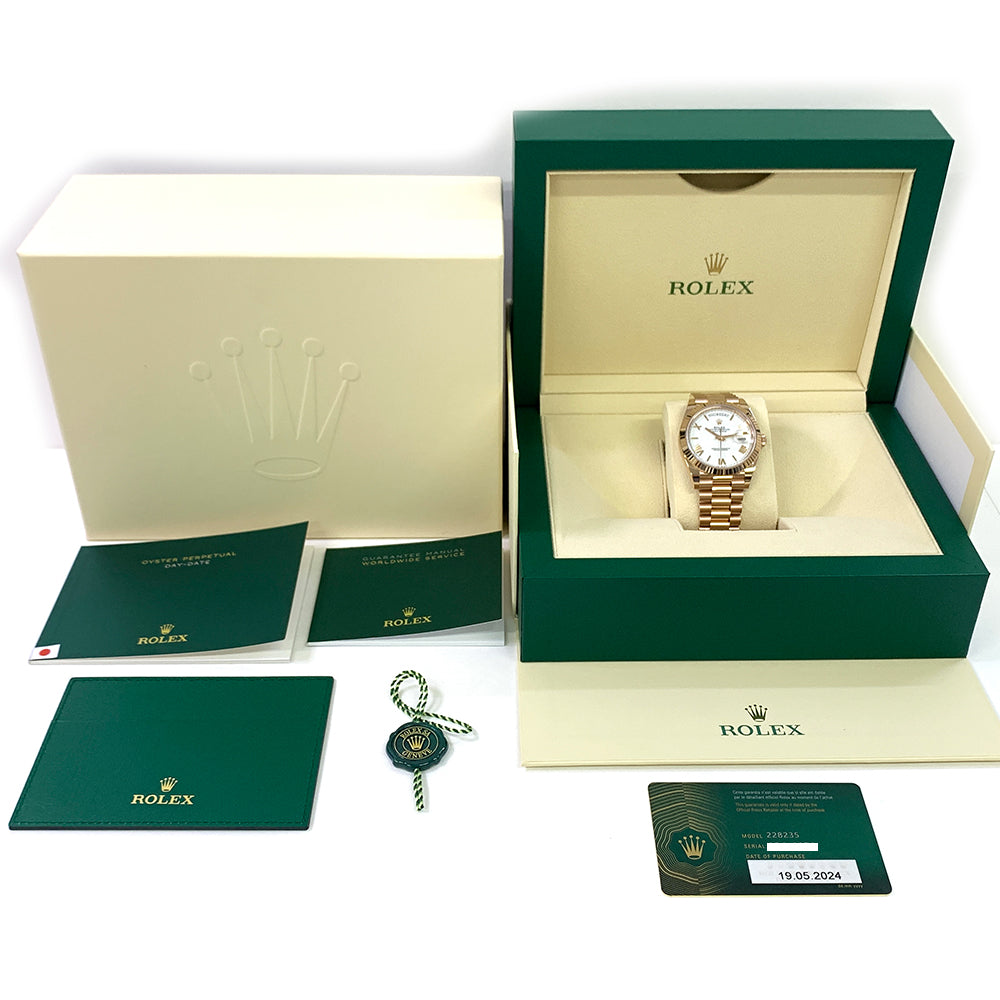 Rolex Day-Date 40mm White Roman Dial 228235