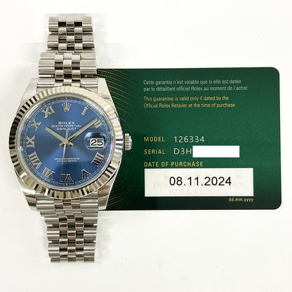 Rolex Datejust 41mm Blue Roman Dial Jubilee 126334