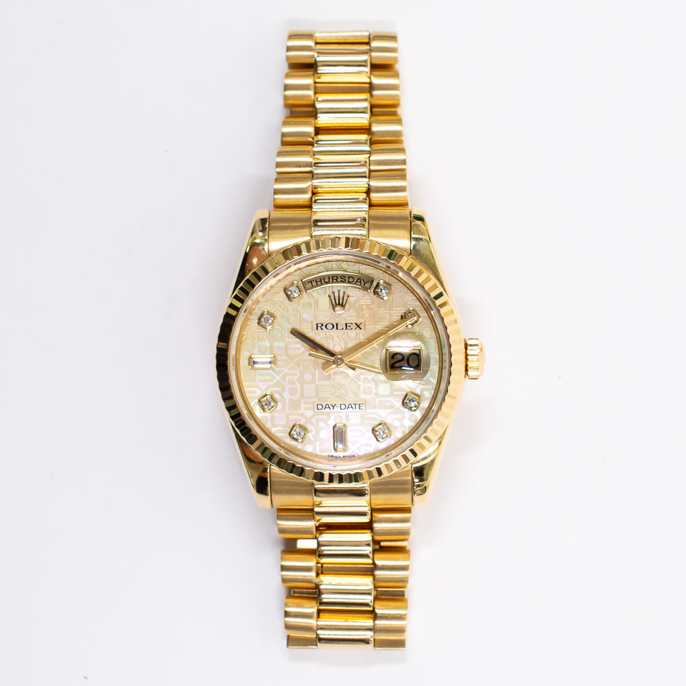 Rolex Day-Date 36mm Champagne Jubilee Diamond Dial 118238NG (2013)