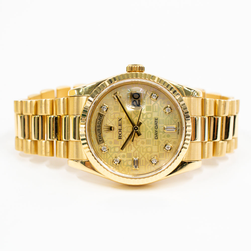 Rolex Day-Date 36mm Champagne Jubilee Diamond Dial 118238NG (2013)