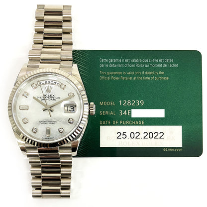 Rolex Day-Date 36mm White Mop Diamond Dial 128239