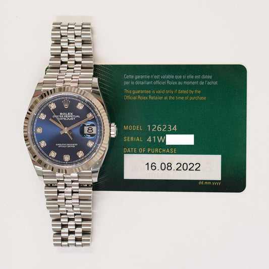 Rolex Datejust 36mm Blue Diamond Dial 126234G (2022)