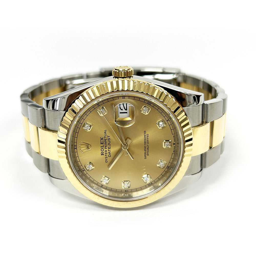 Rolex Datejust 41mm Champagne Diamond Dial Oyster 126333G