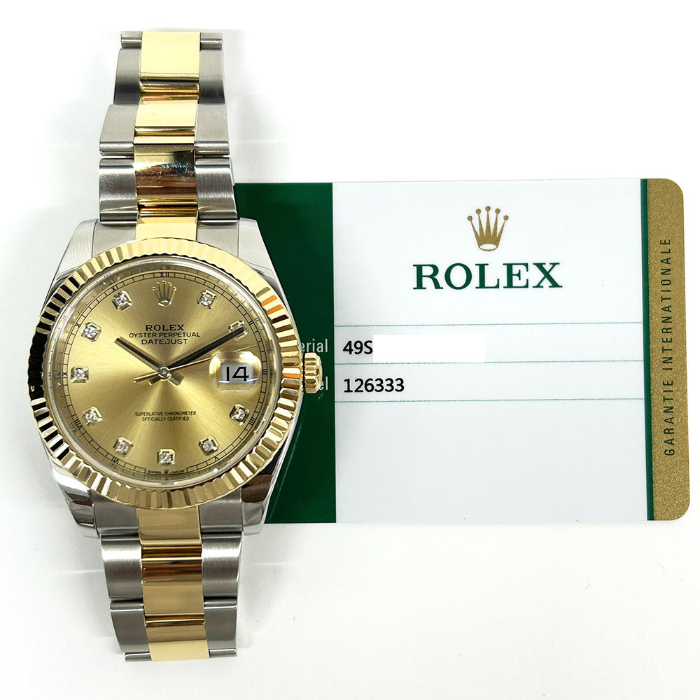 Rolex Datejust 41mm Champagne Diamond Dial Oyster 126333G