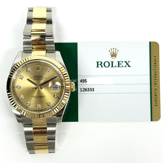 Rolex Datejust 41mm Champagne Diamond Dial Oyster 126333G