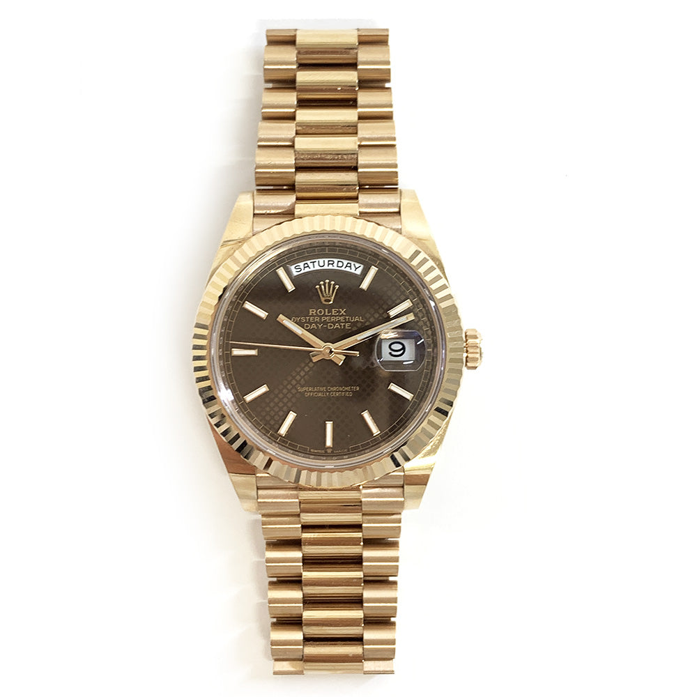 Rolex Day-Date 40mm Chocolate Diagonal Motif Dial 228235