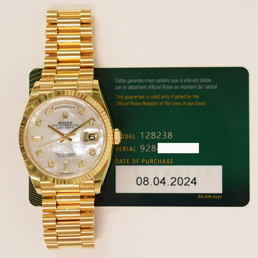 Rolex Day-Date 36mm Mop Diamond Dial 128238NA (2024)