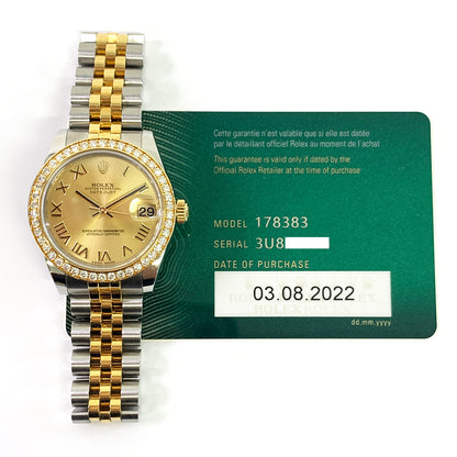 Rolex Datejust 31mm Champagne Roman Dial 178383