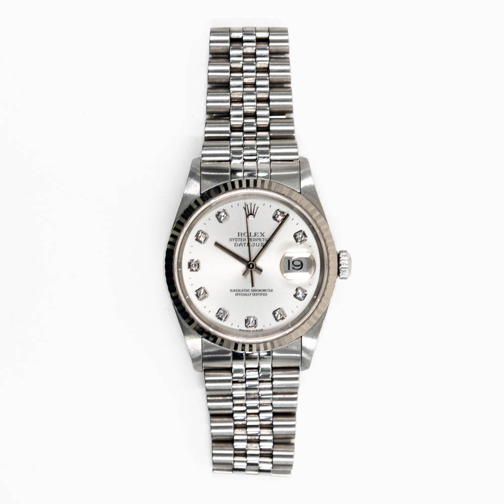 Rolex Datejust 36mm Silver Diamond 16234G (1999)