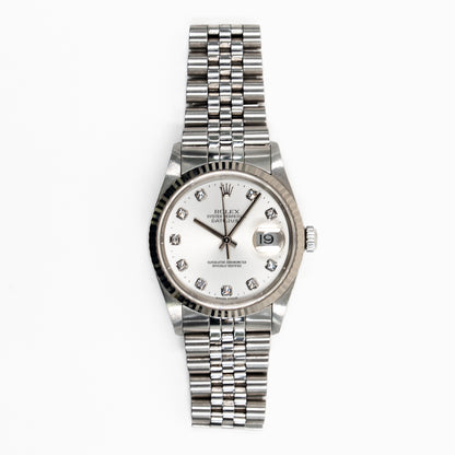 Rolex Datejust 36mm Silver Diamond 16234G (1999)